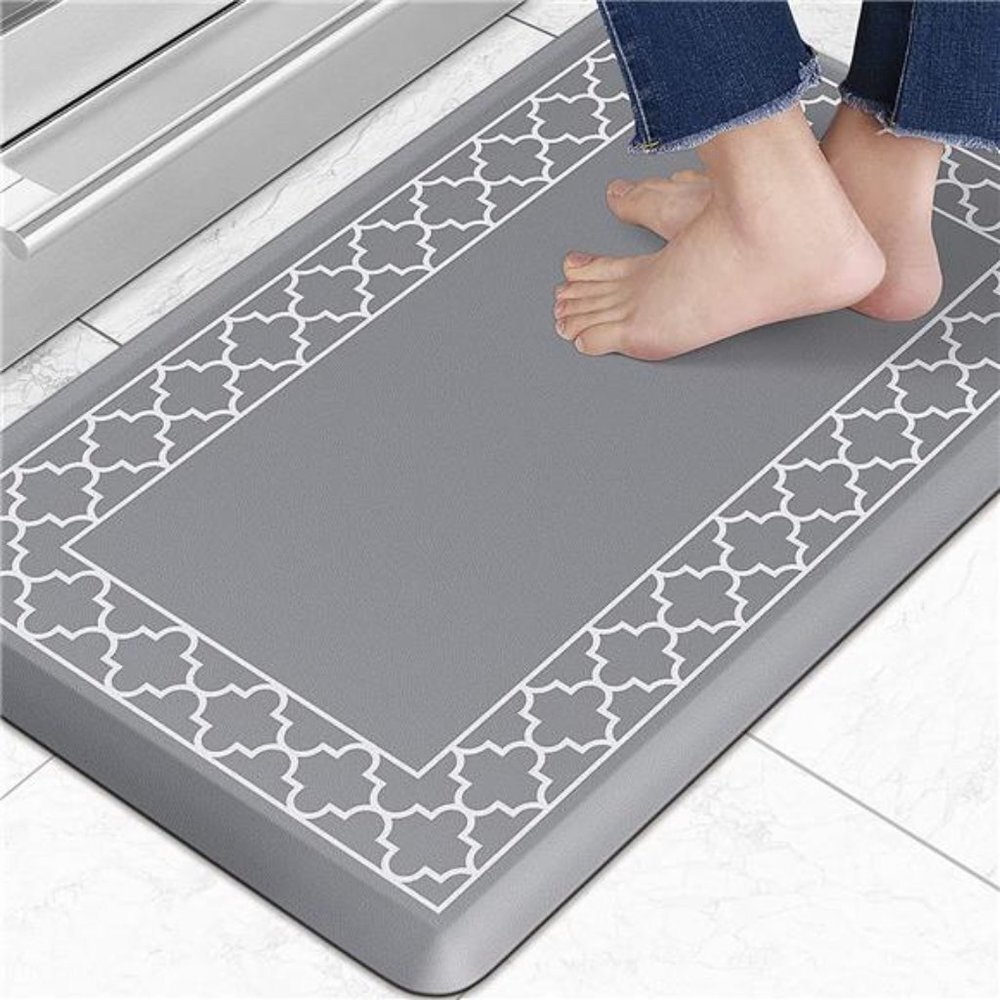 17.3"x 28" Grey Floor Mat Non-Slip Kitchen Rug Waterproof Rug Standing Desk Mat